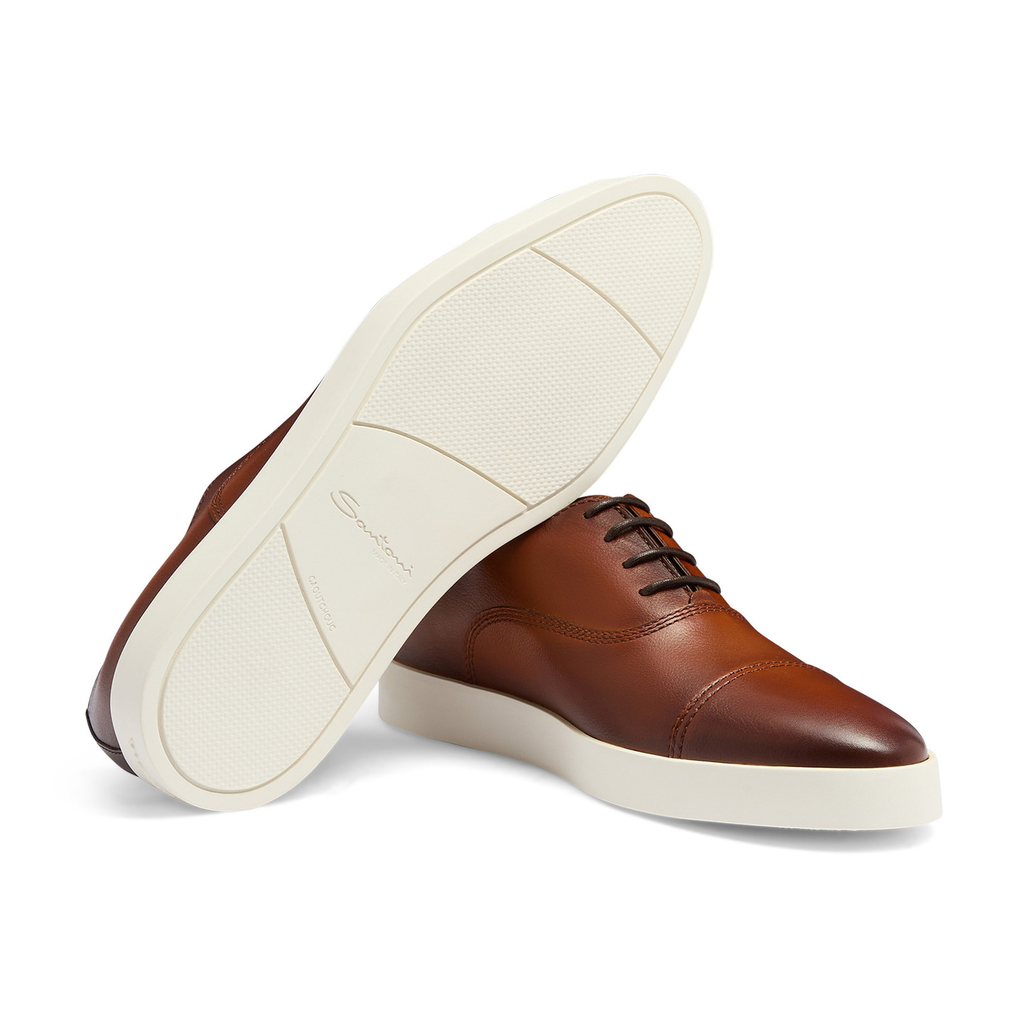 Men's polished brown leather Oxford shoe - 4
