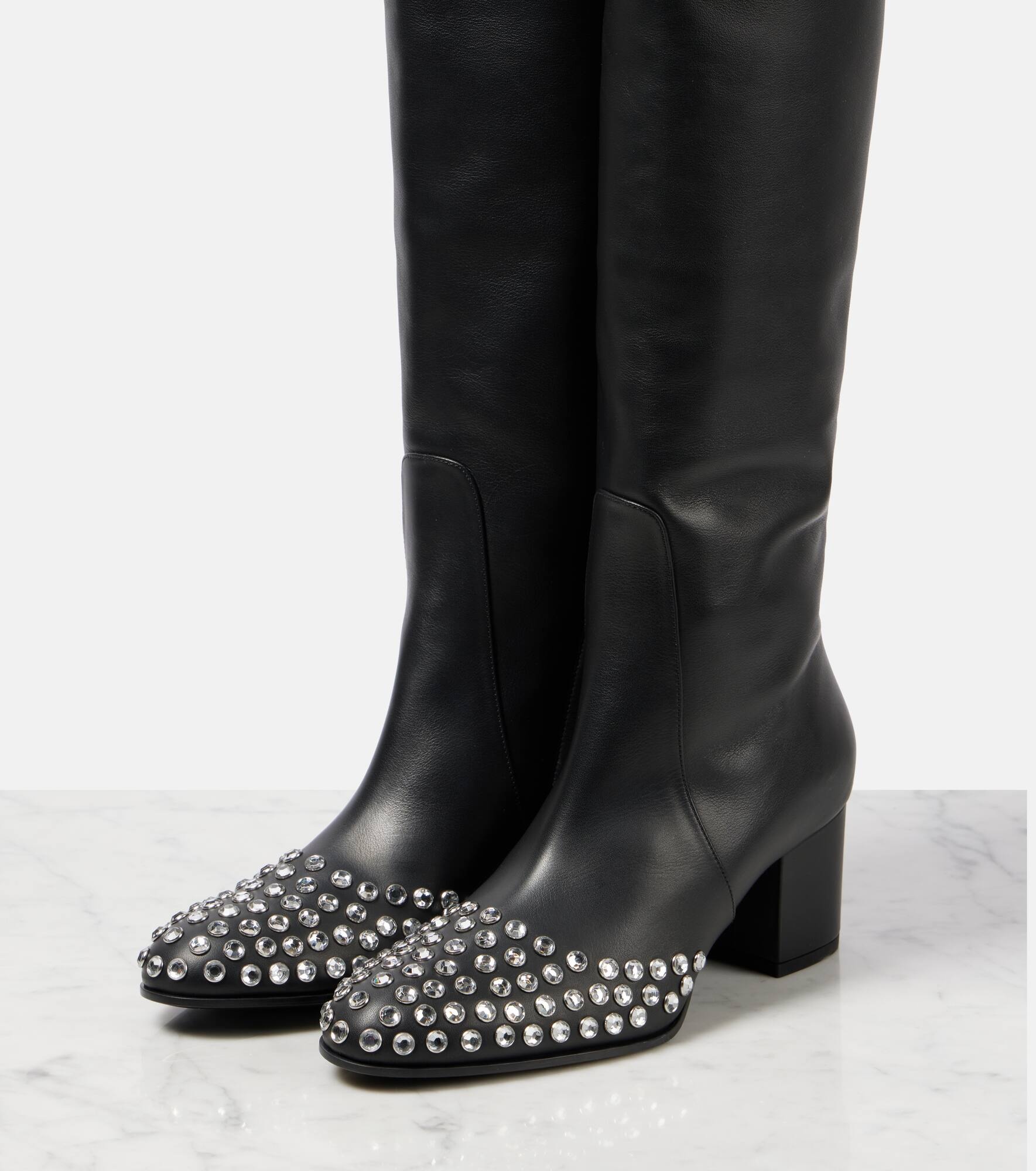60 studded leather over-the-knee boots - 4