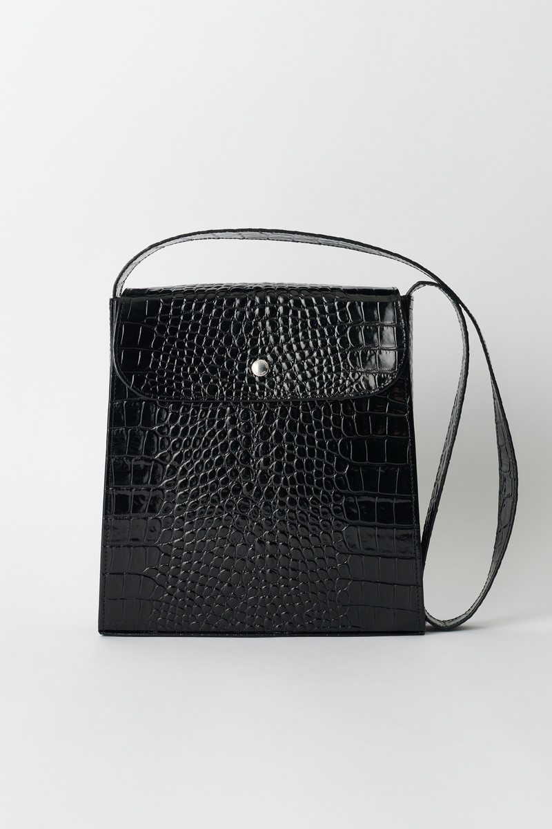 Extended Bag Licorice Croc Bull Hide 1