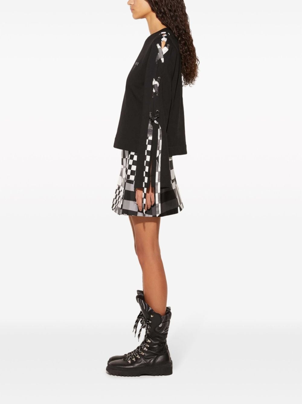Giardino-print lace-detail cotton sweatshirt - 3
