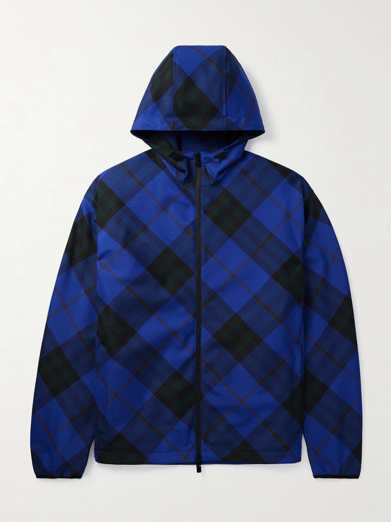 Logo-Appliqued Checked Twill Hooded Track Jacket - 1