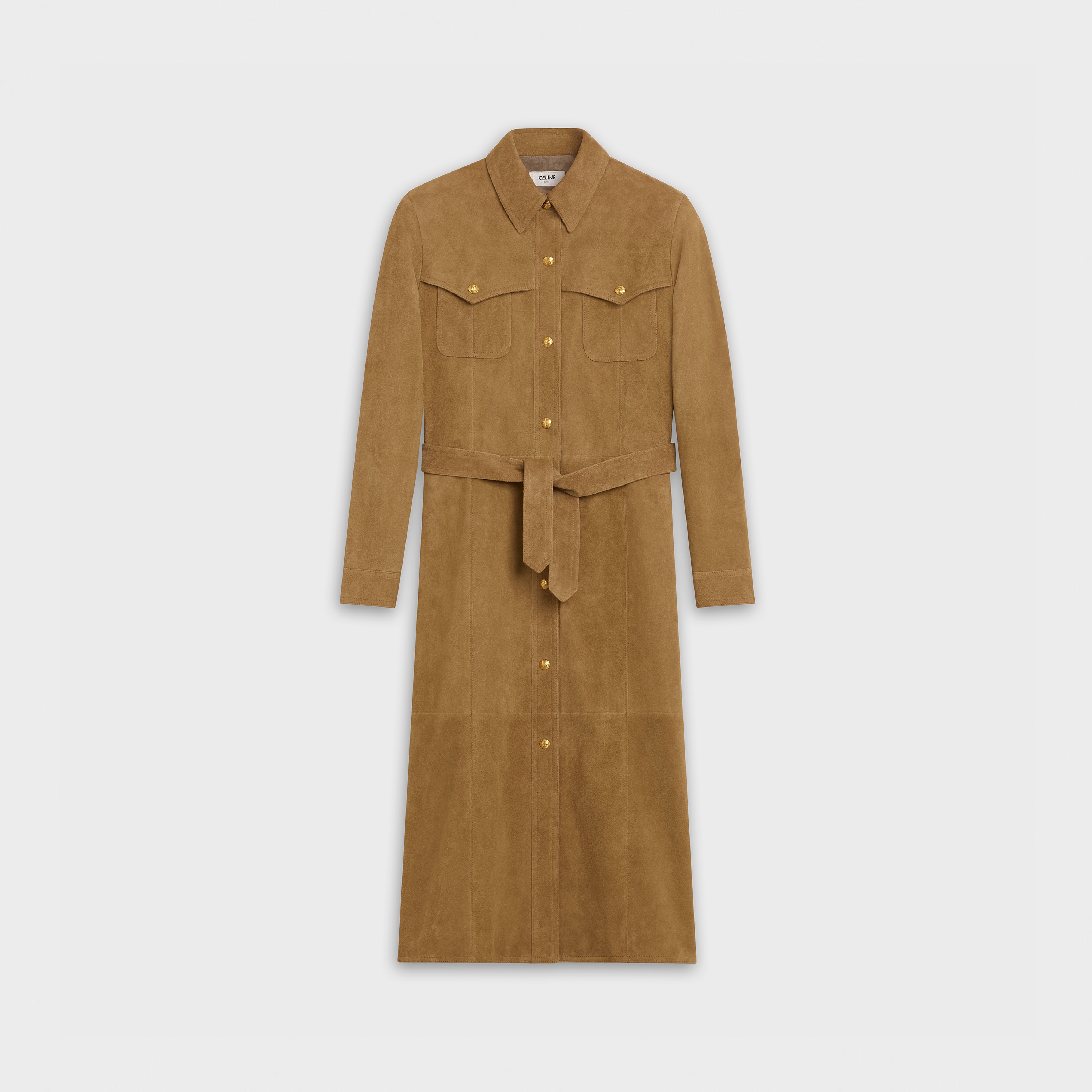 MIDI SHIRT DRESS IN SUEDE - 1