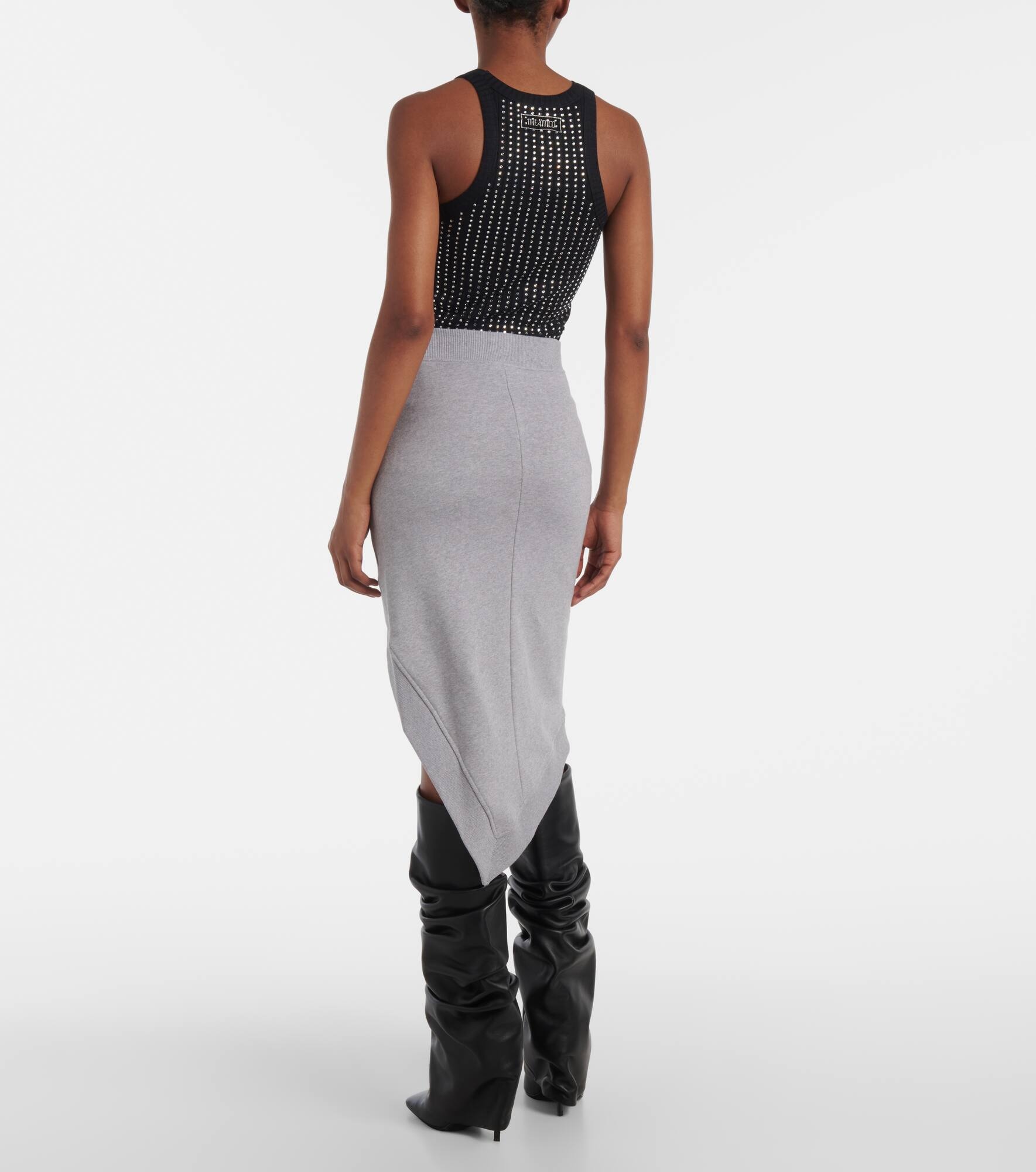 Logo asymmetric cotton jersey midi skirt - 3