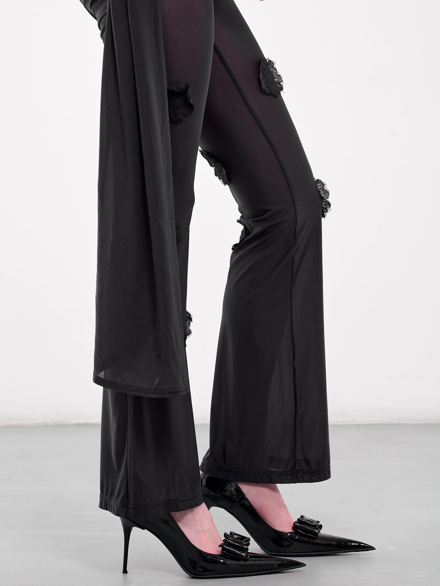 Lace Patched Mesh Leggings - 4