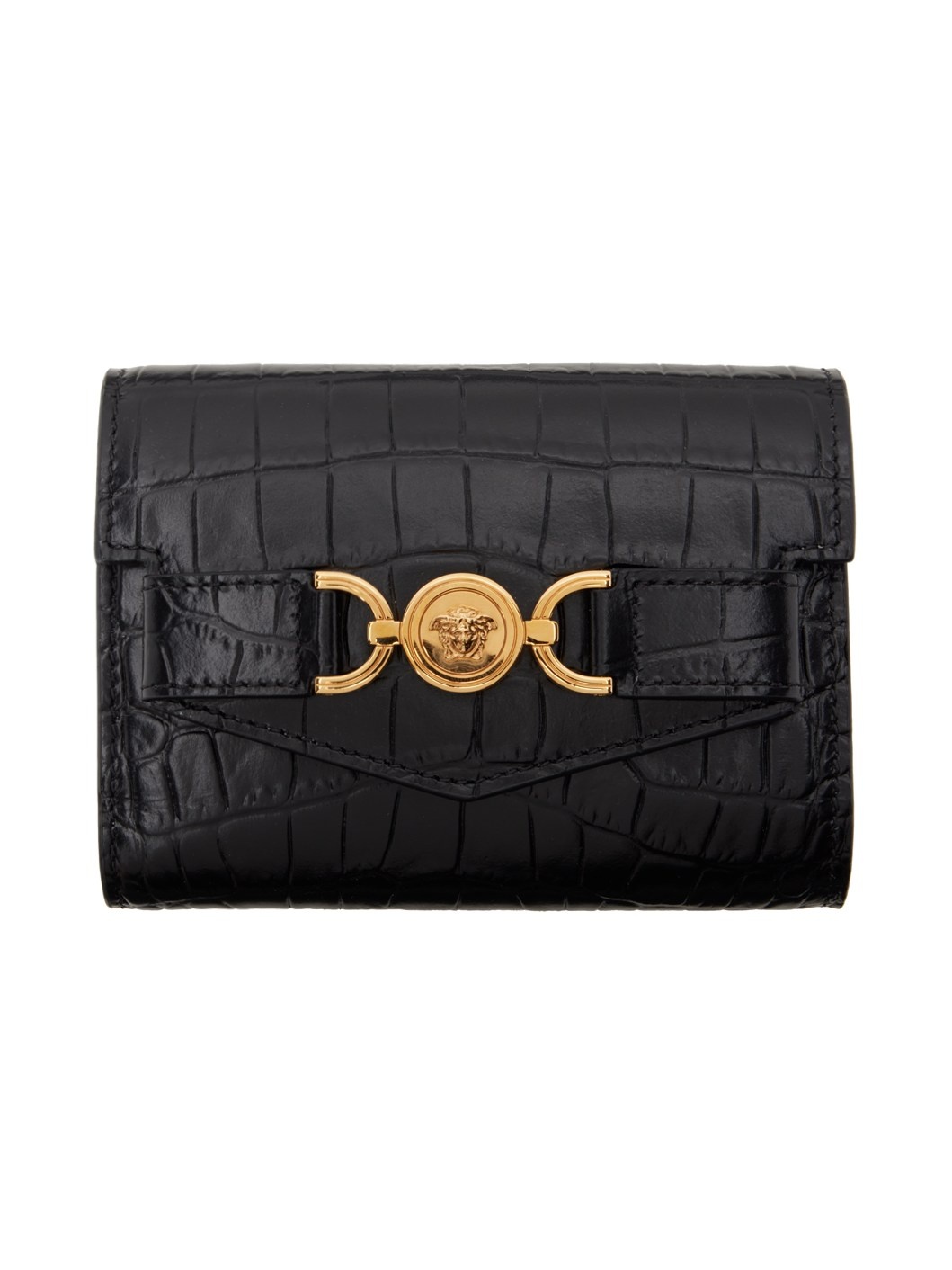 Black Croc-Effect Medusa '95 Trifold Wallet - 1