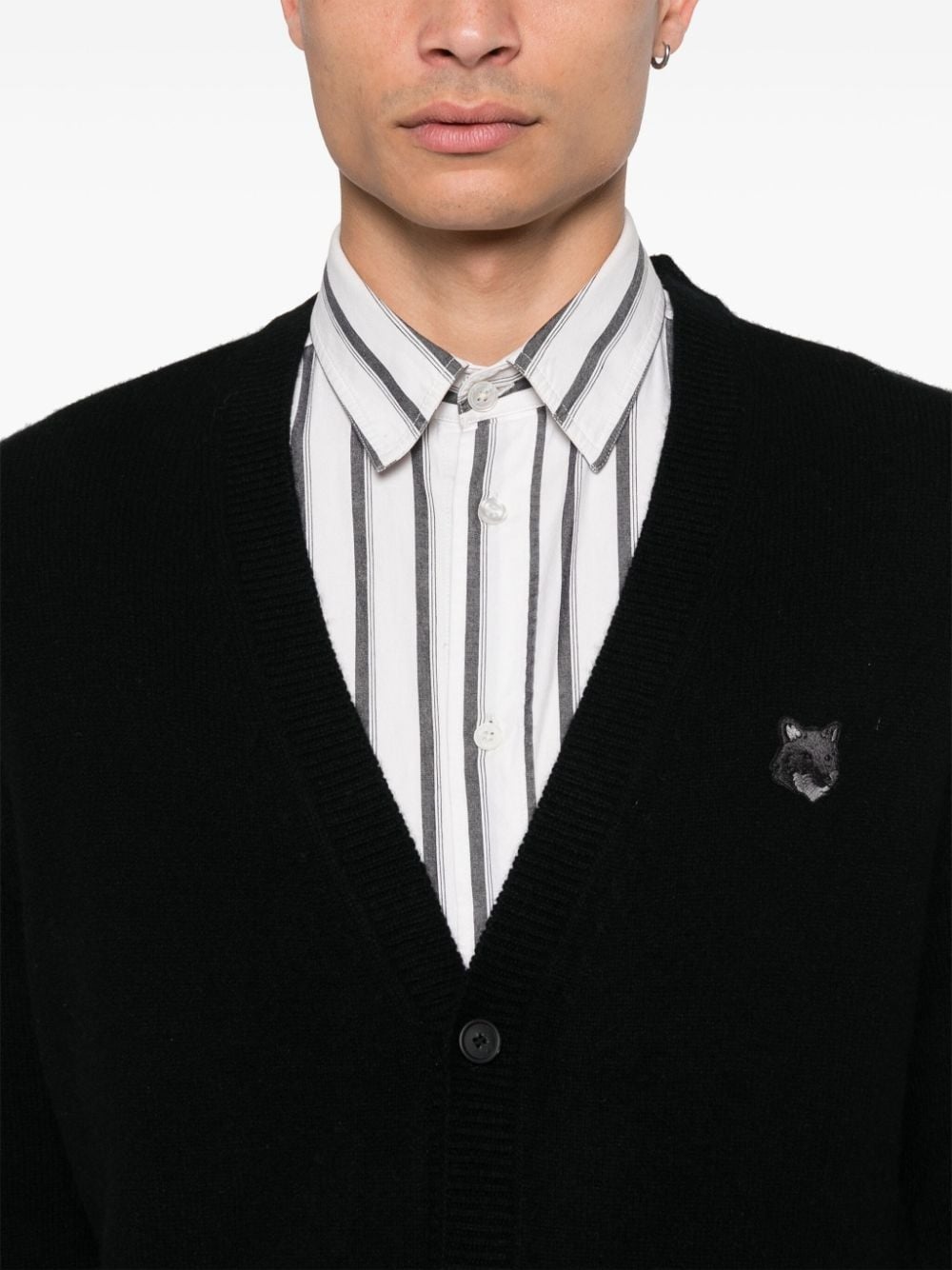 Bold Fox Head-patch cardigan - 5
