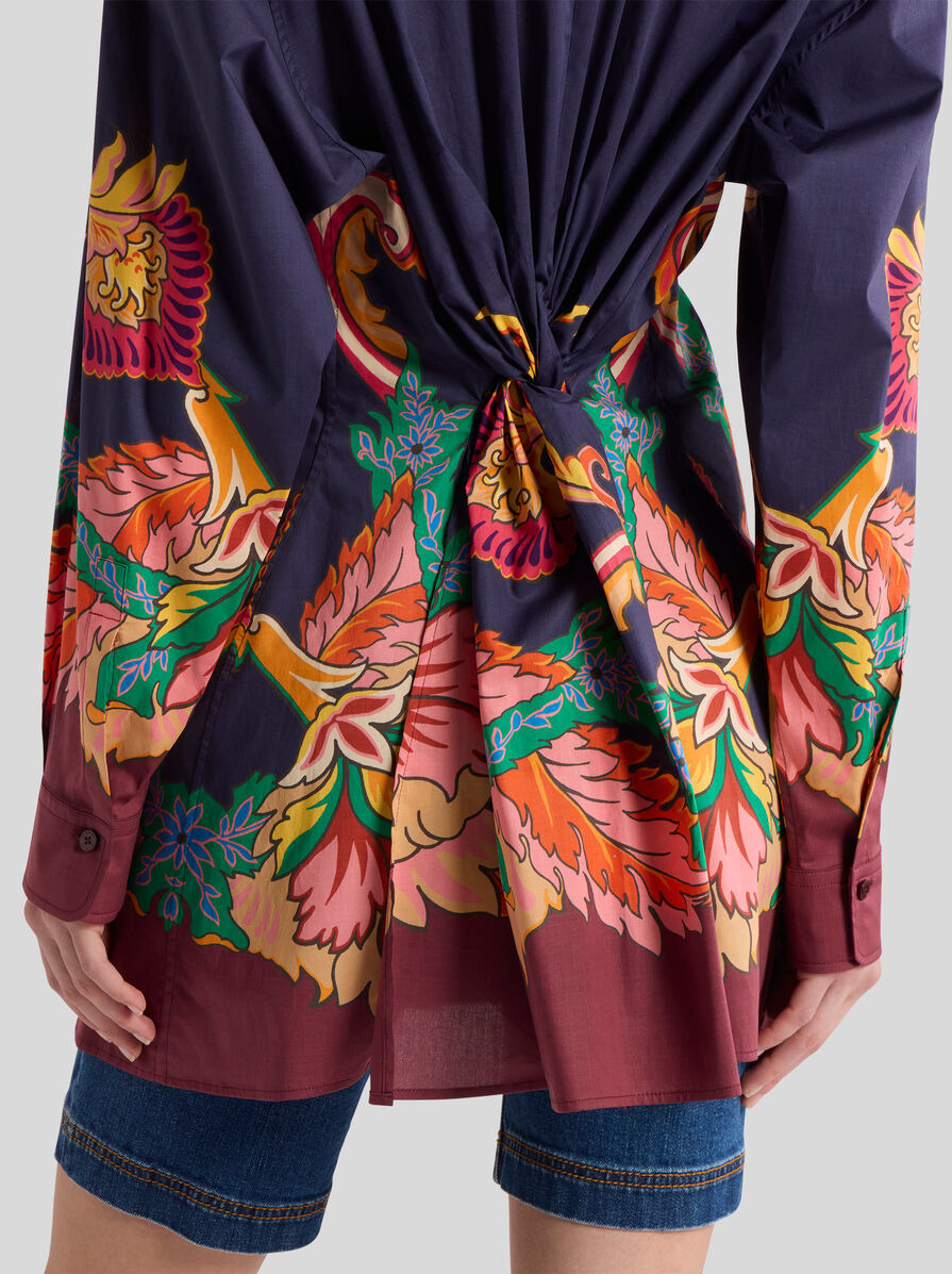 SHIRT WITH SCARF-STYLE FLORAL PRINT AND REAR KNOT - 3