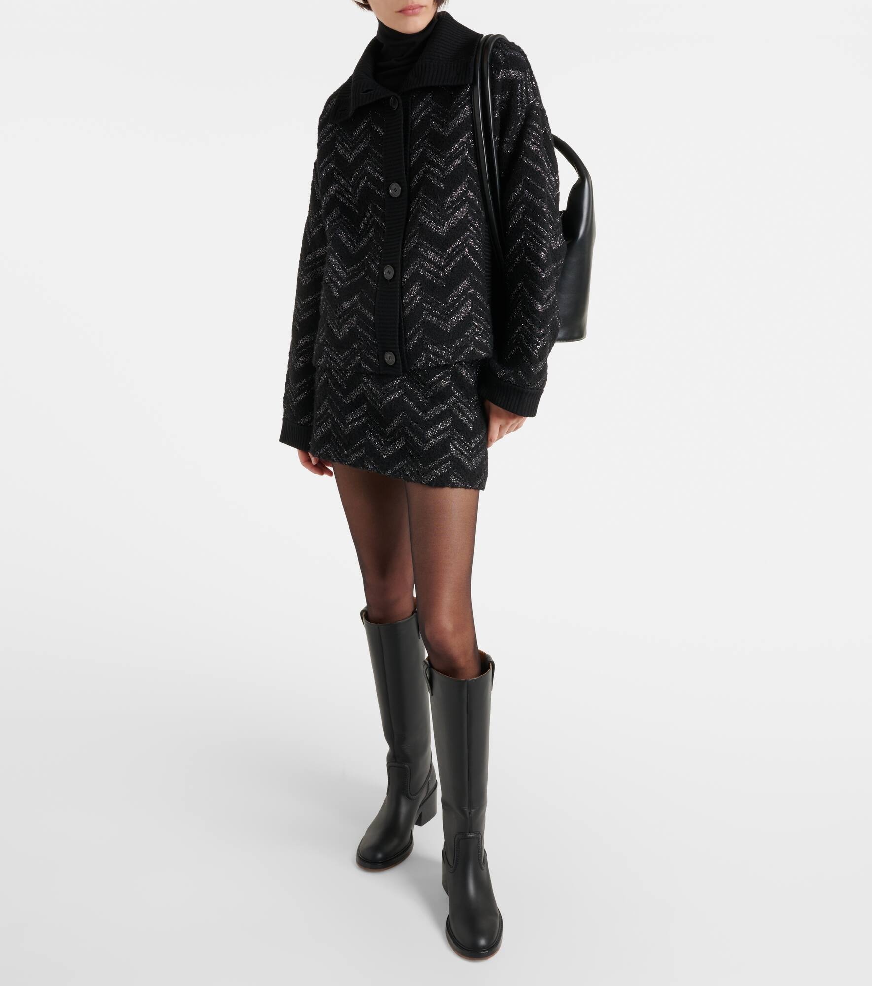 Zig Zag lamé cardigan - 7