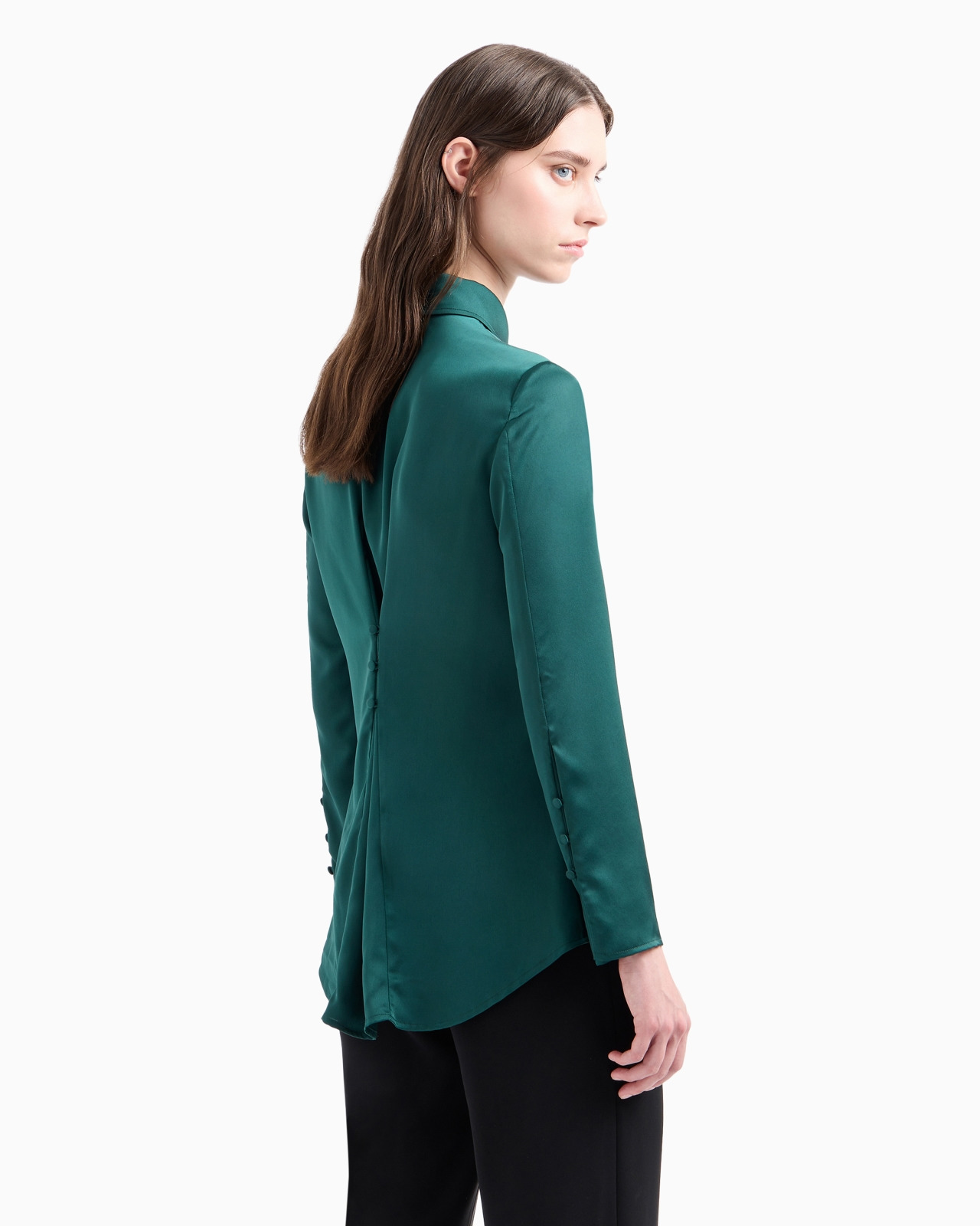 Satin crêpe shirt with back button detail - 3