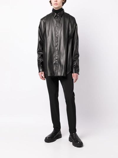 Julius faux-leather long-sleeve shirt outlook