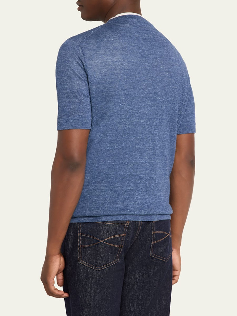 Men's Linen and Cotton Knit Short-Sleeve Sweater 3