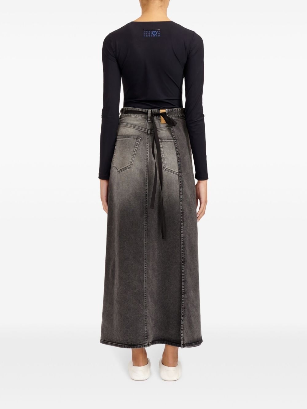 logo-patch denim skirt - 4