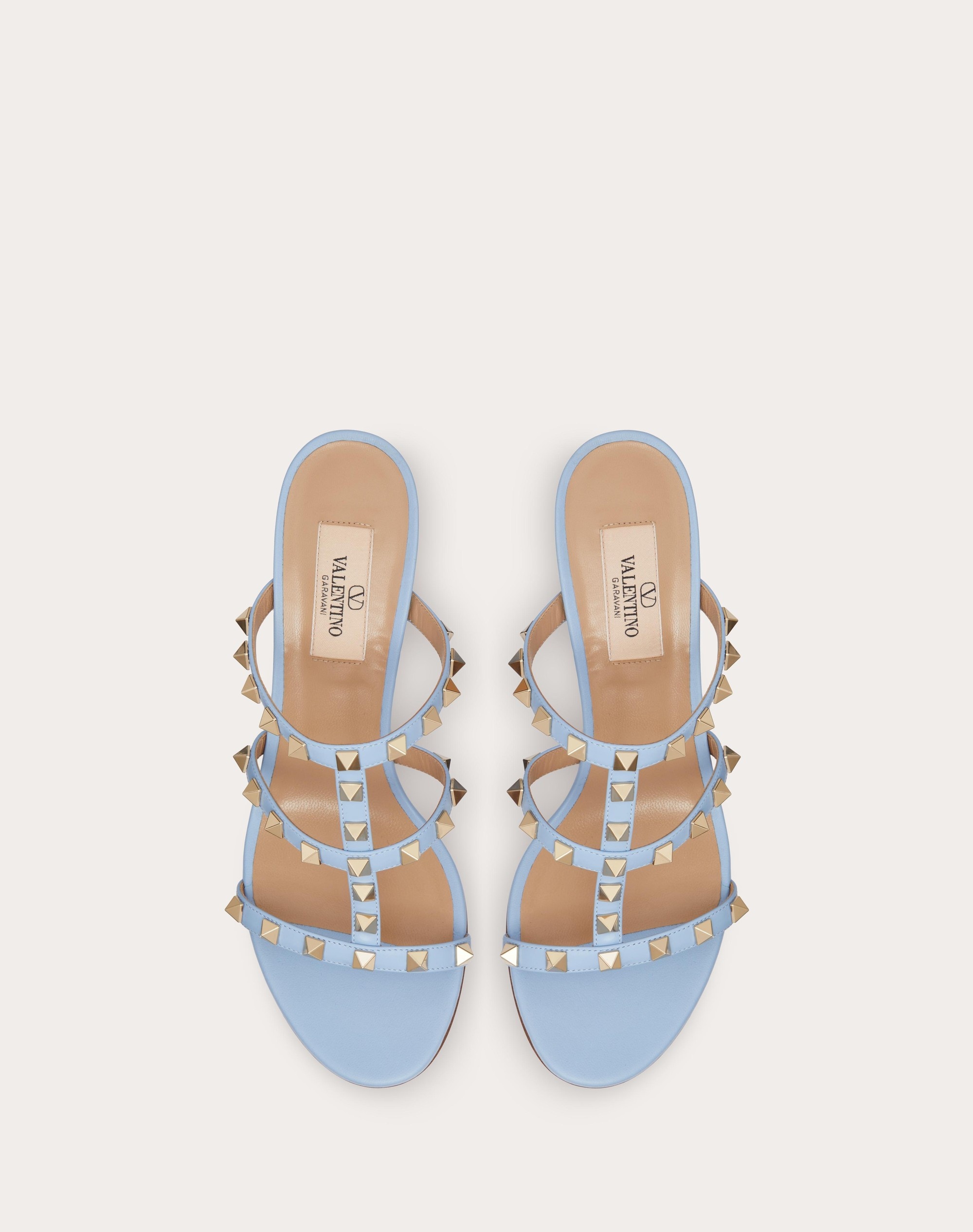 Valentino ROCKSTUD CALFSKIN LEATHER SLIDE SANDAL 60 MM