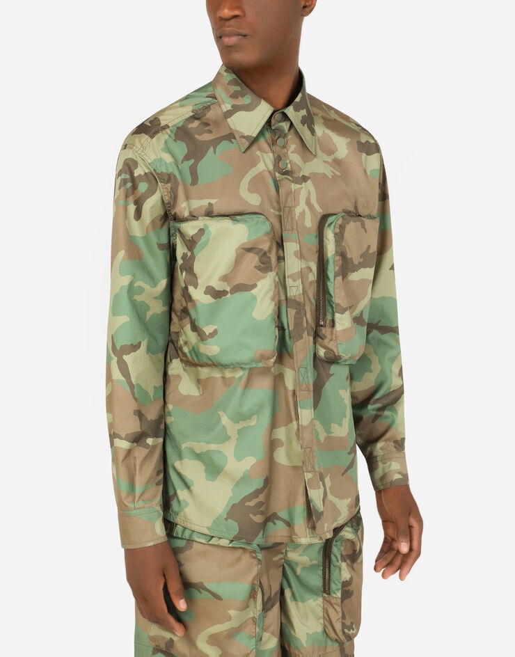 Camouflage-print nylon shirt - 4