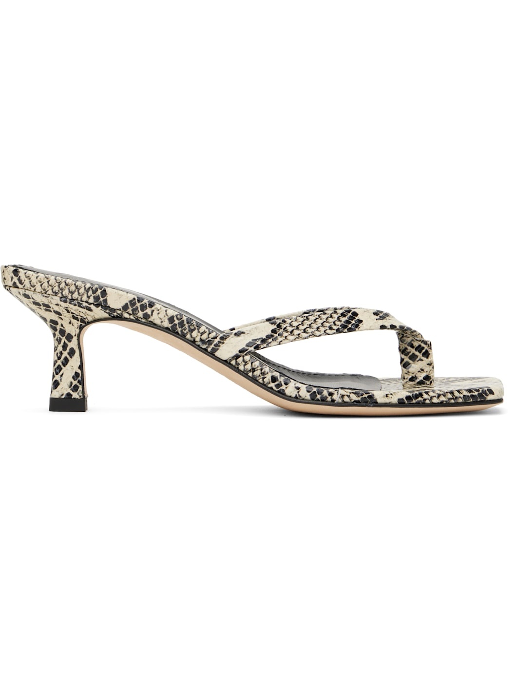 Off-White & Black Wilma Leather Toe-Post Heeled Sandals - 1