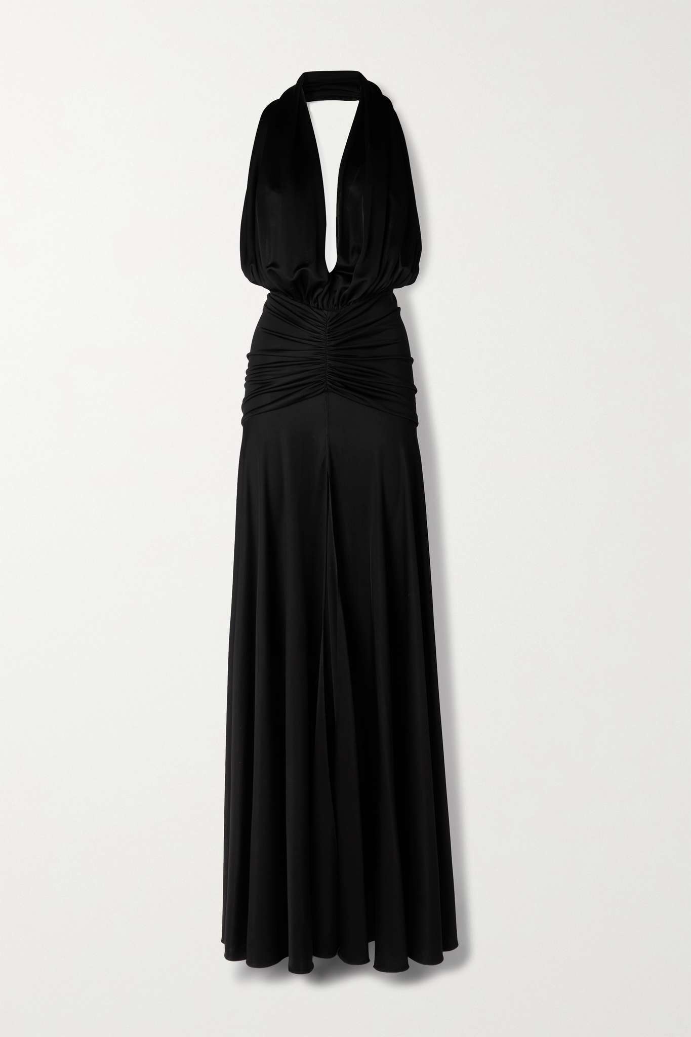 Gathered stretch-jersey halterneck gown - 1