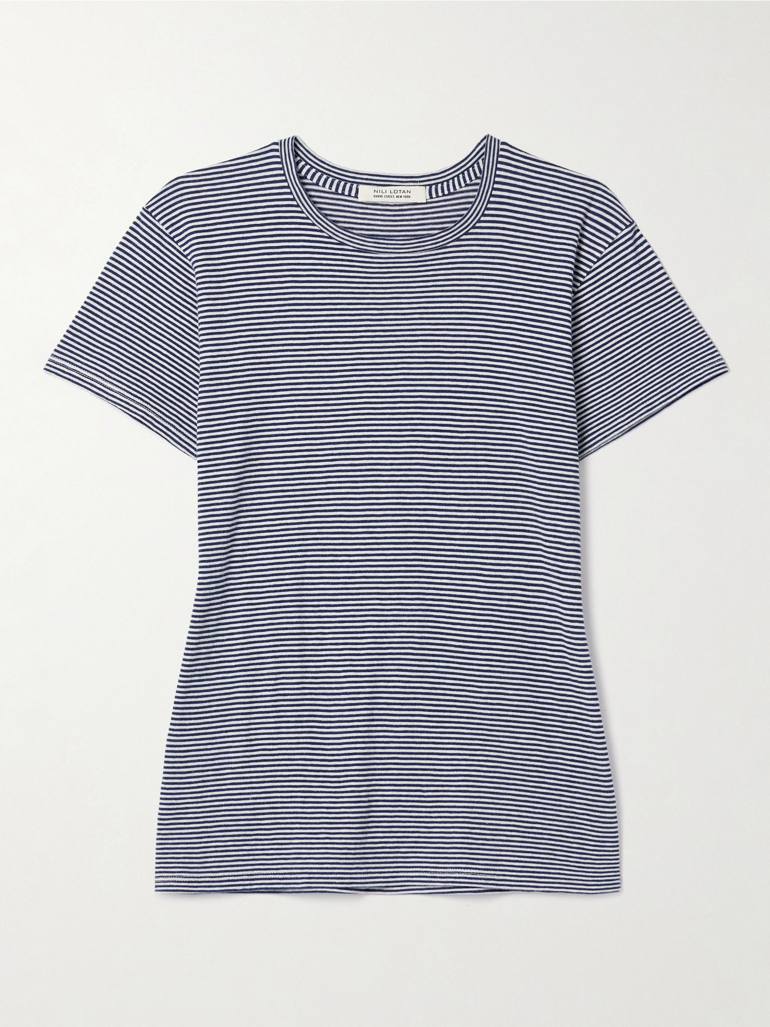 Lana striped cotton-jersey T-shirt Navy - 1