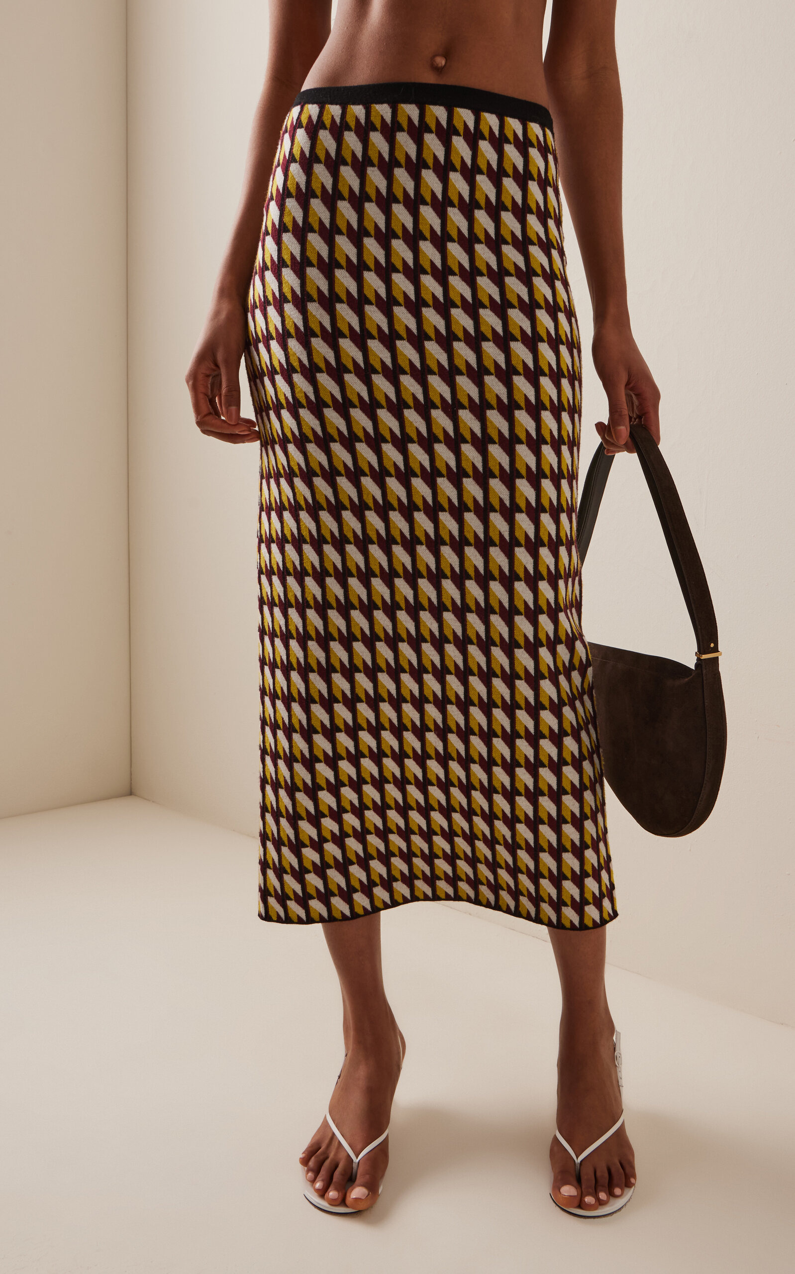 Alina Jacquard-Knit Merino Wool Maxi Skirt print - 3