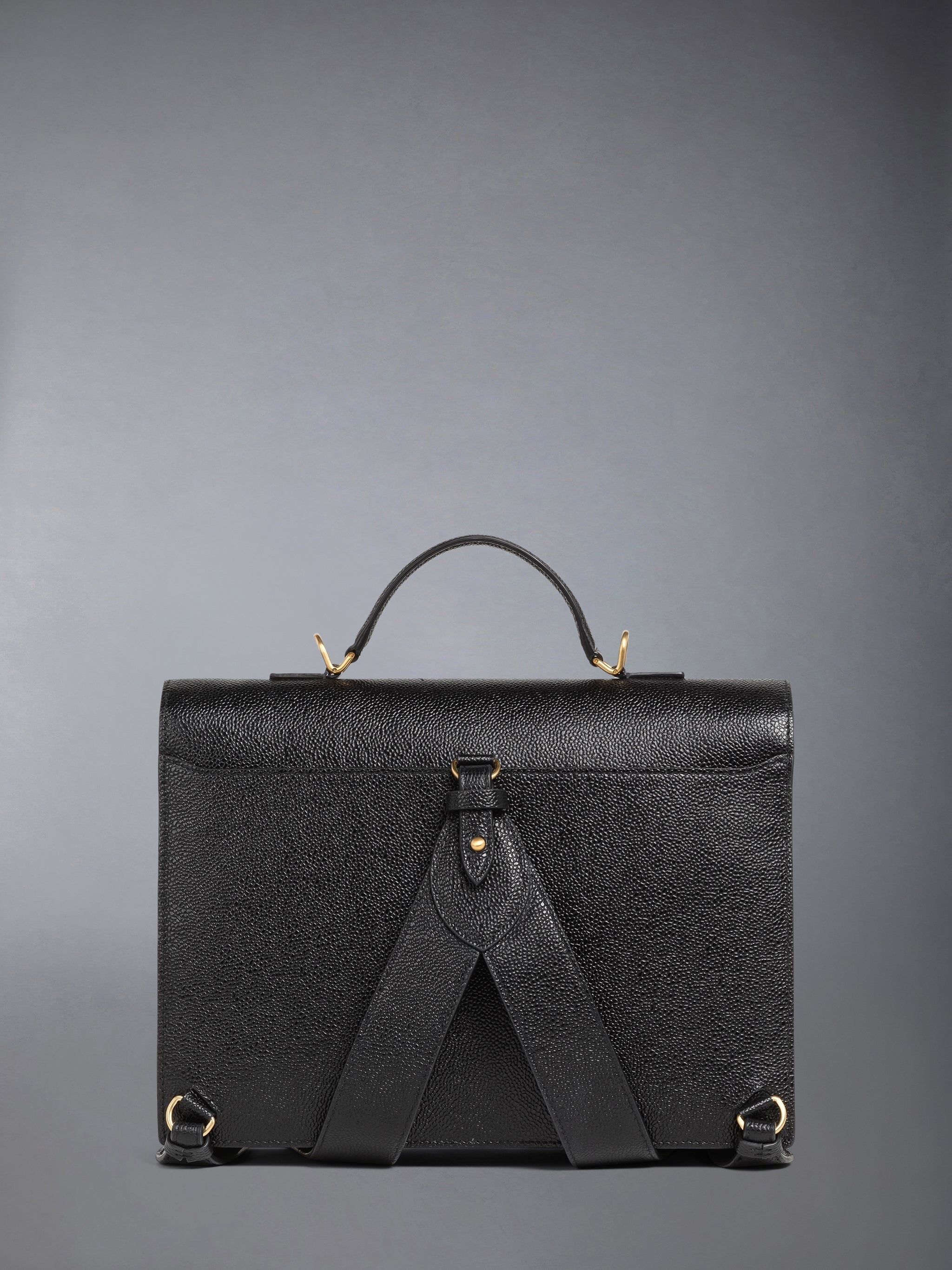 PEBBLE GRAIN DOUBLE SHOULDER STRAP SCHOOL BAG - 3