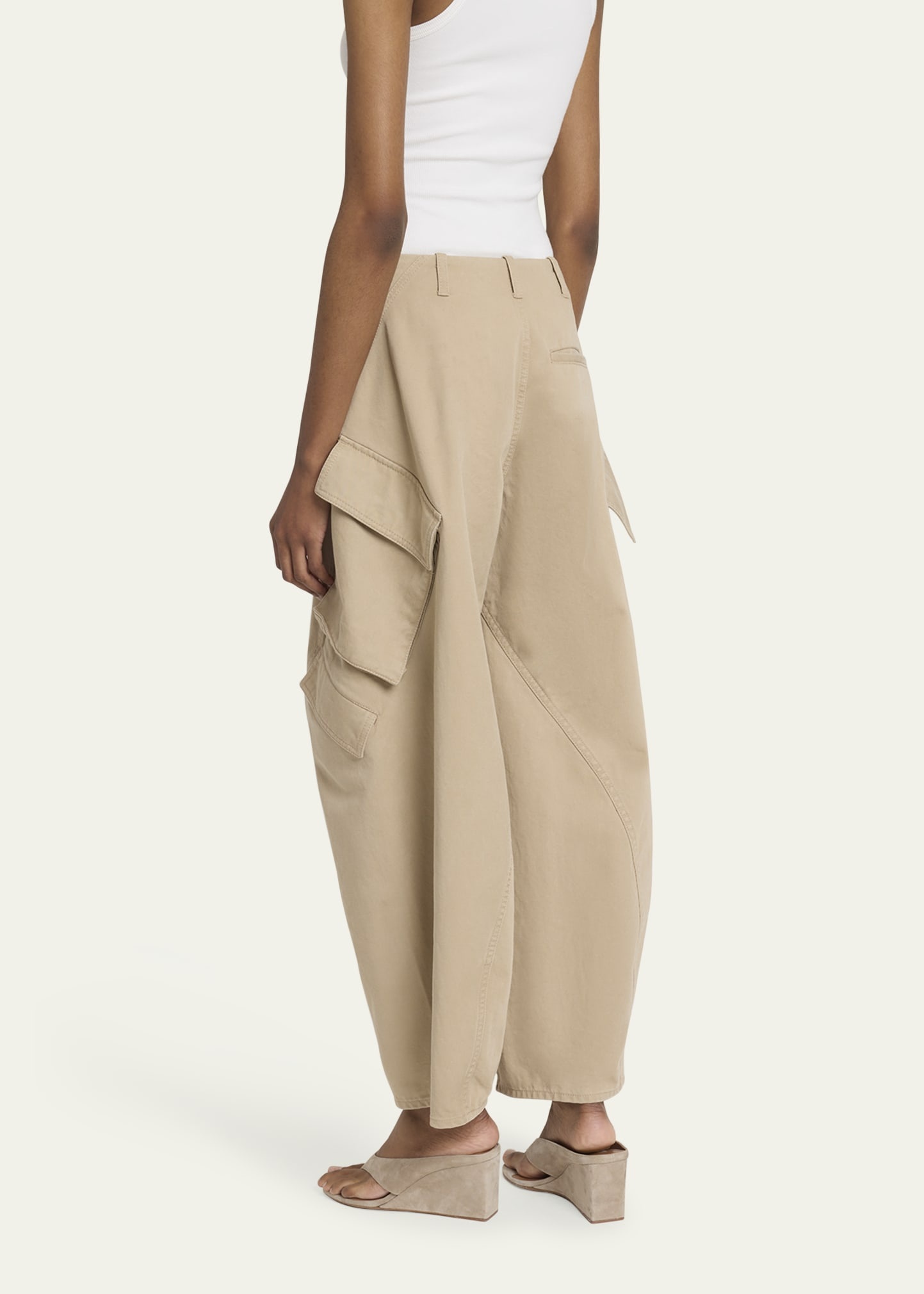 Mid-Rise Washed Chino Barrel-Leg Cargo Trousers - 3