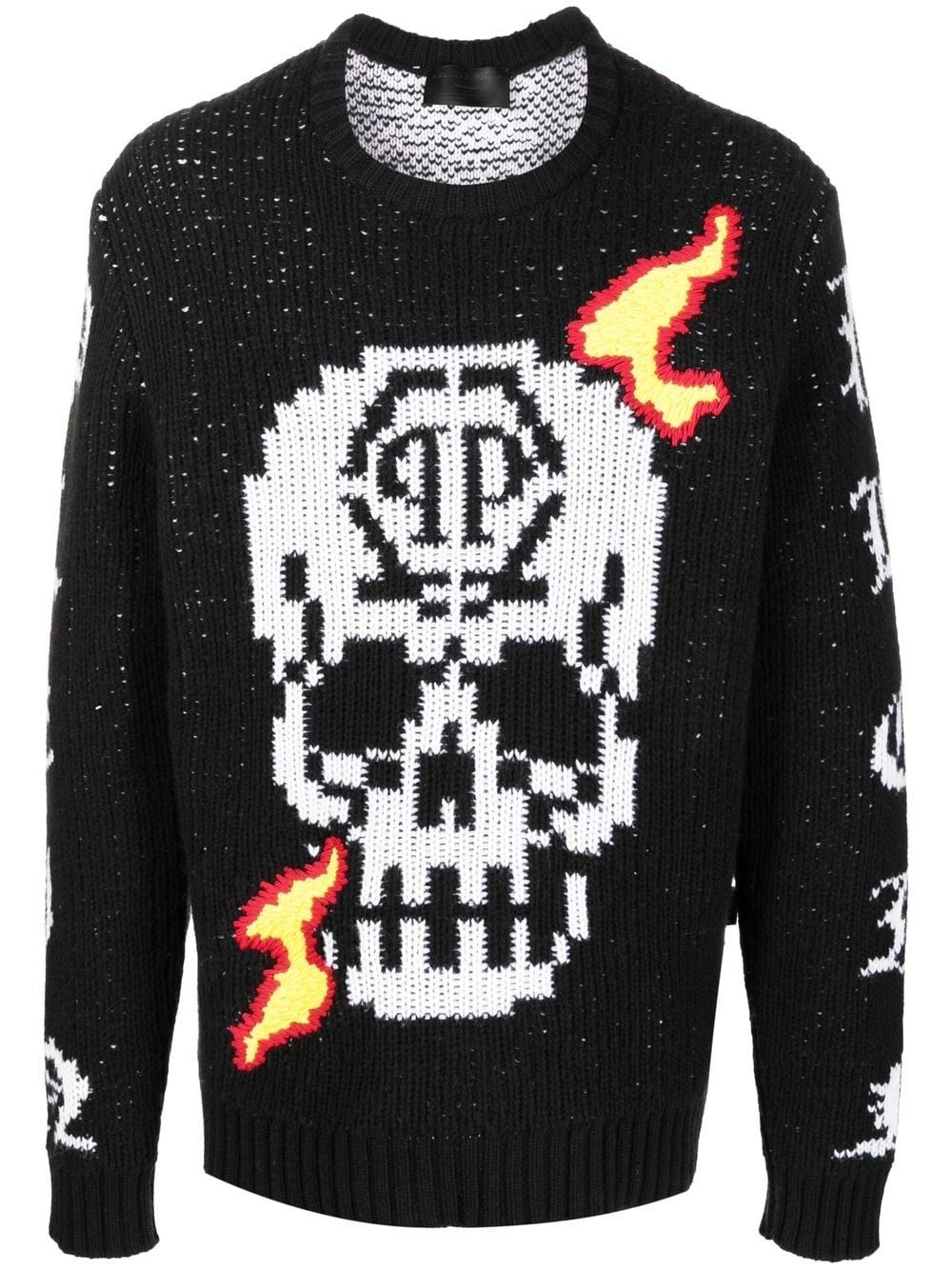 skull-detail knit jumper - 1