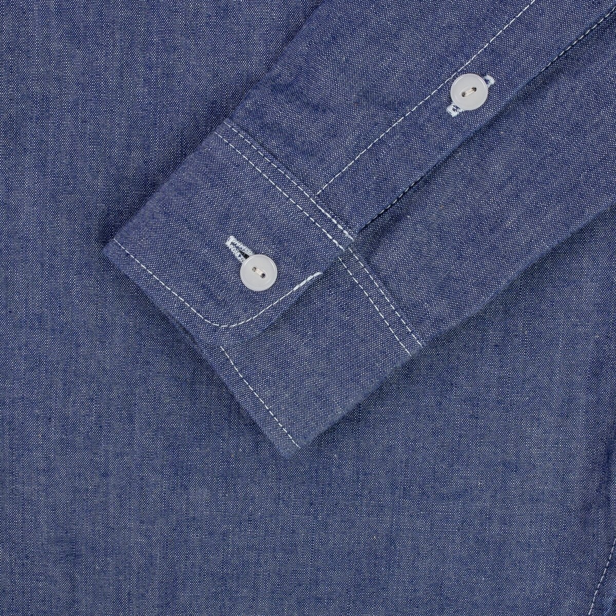 IHSH-363-NAV 10oz Organic Chambray Work Shirt - Navy Blue - 11
