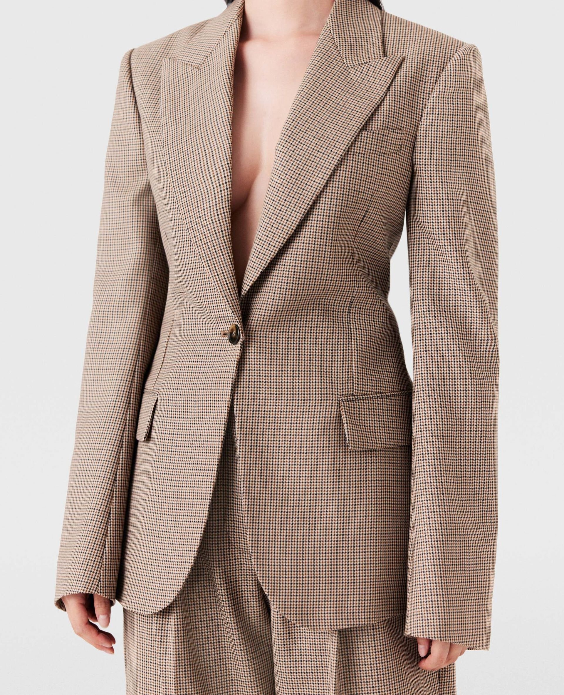 Oversized Houndstooth Single-Breasted Blazer - 6