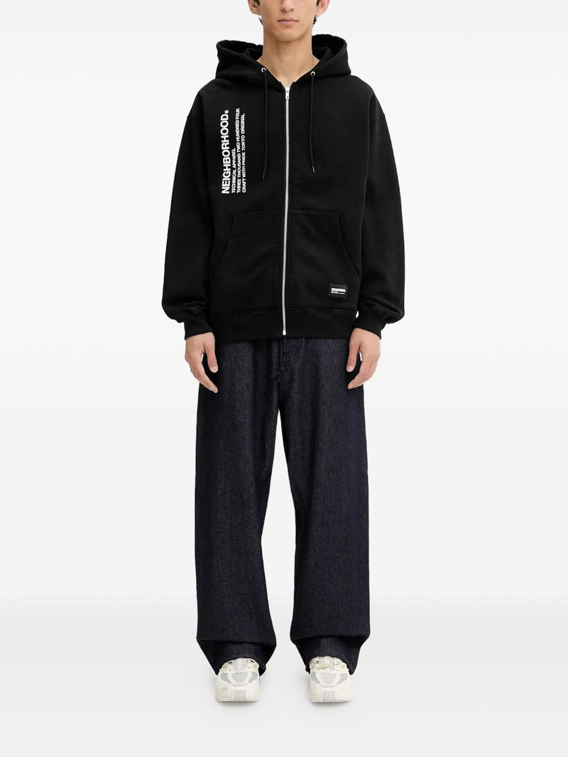 NEIGHBORHOOD zip-front logo-print hoodie outlook