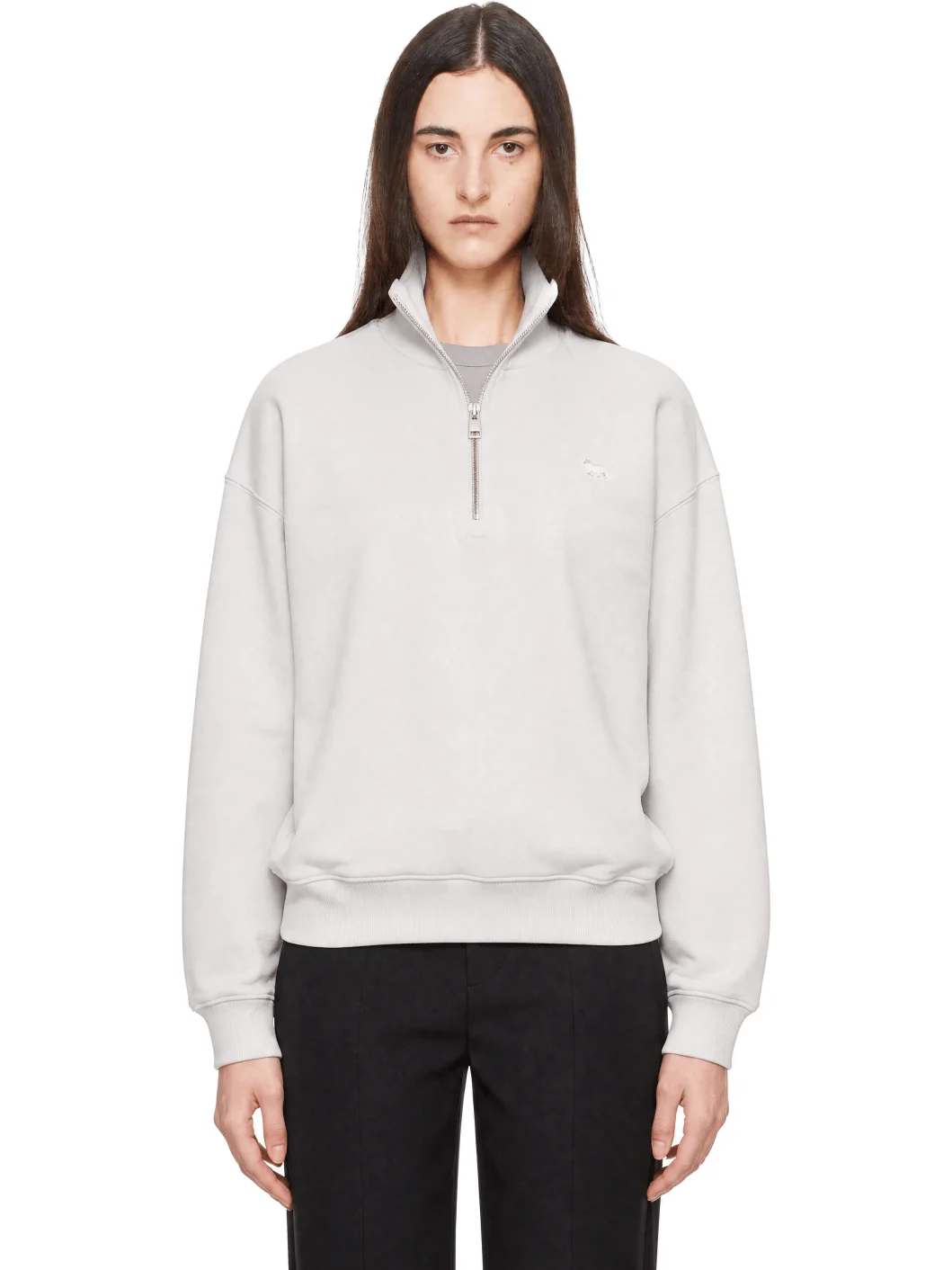 Gray Baby Fox Half Zip Sweatshirt - 1