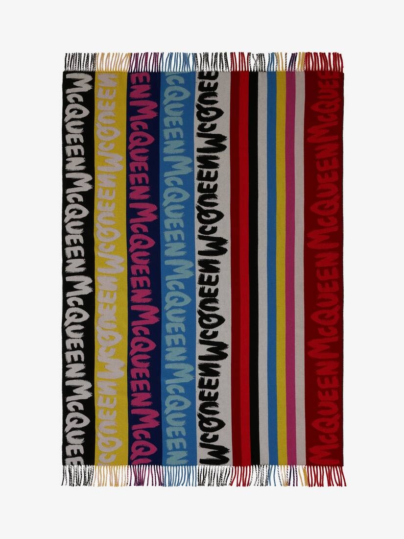 Mcqueen Graffiti Stripe Jacquard Scarf in Multicolour - 1