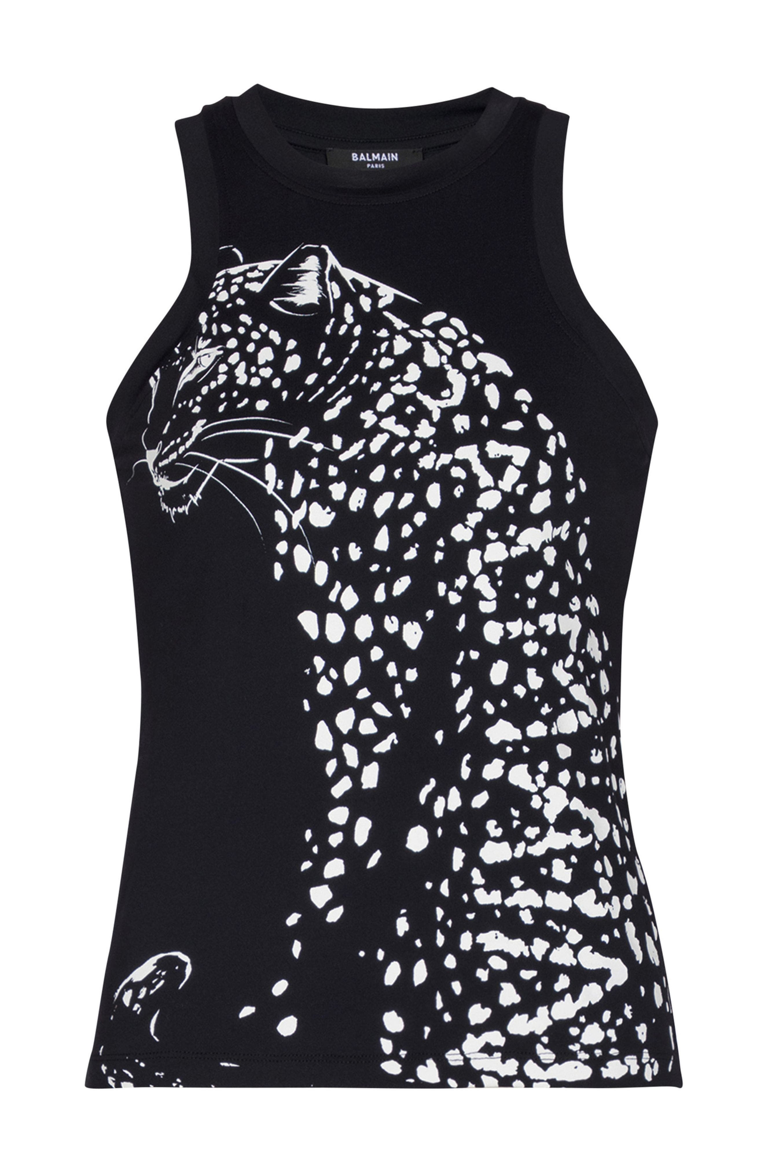 Balmain Leopard print tank top in Black at Nordstrom - 1