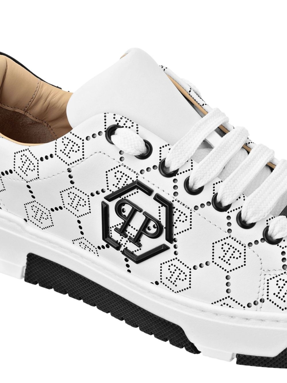 Monogram leather sneakers - 4