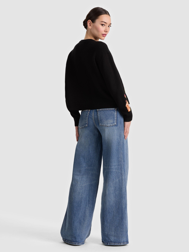 Alice + Olivia BELVA FLORAL JACQUARD CREWNECK outlook