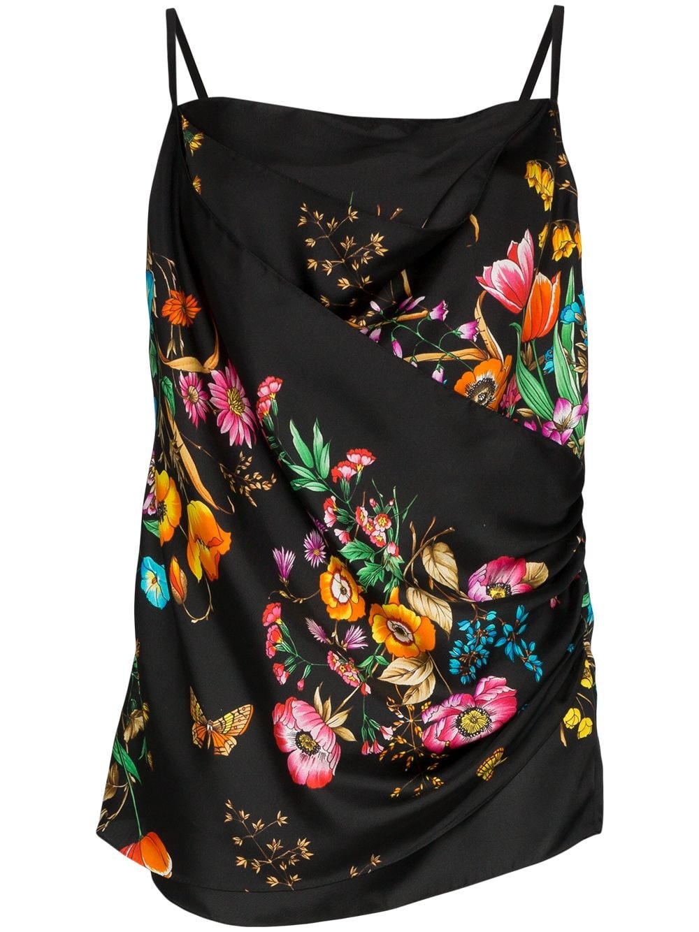 Draped silk floral print cami - 1