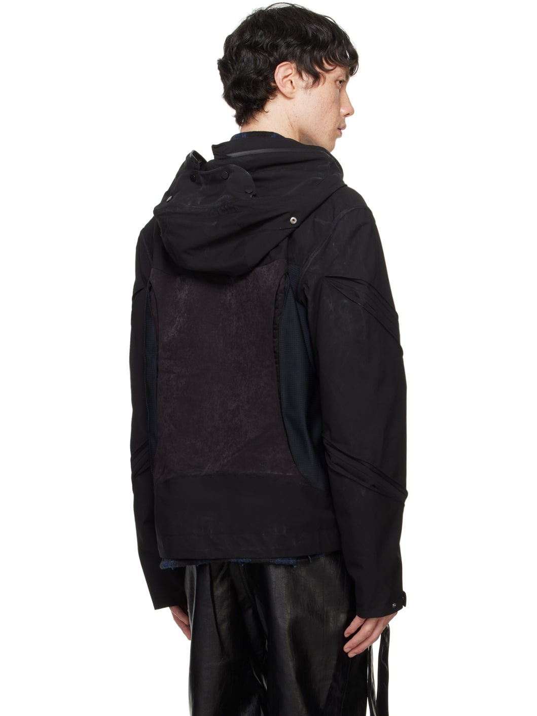 Black Gather-Slashed Jacket - 3