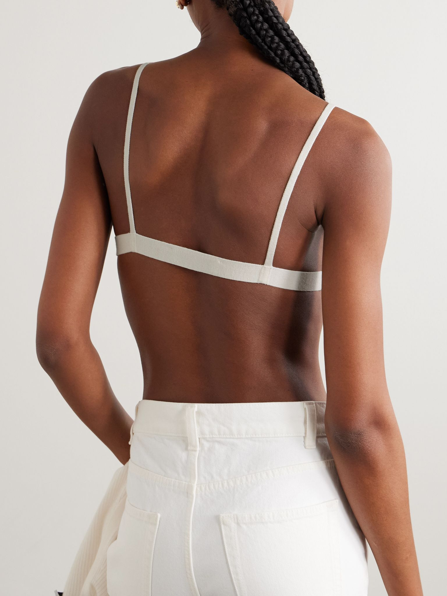 Chevier ribbed wool triangle bralette Ivory - 4