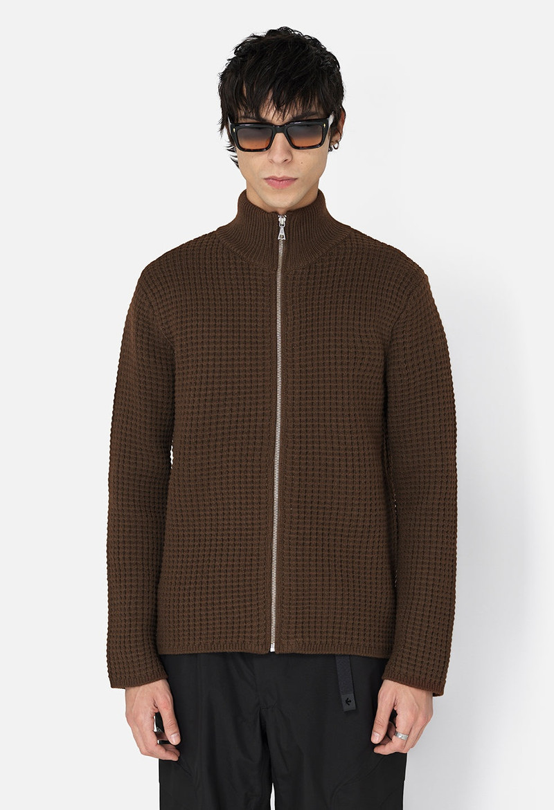 John Elliott WOOL WAFFLE KNIT FULL-ZIP outlook