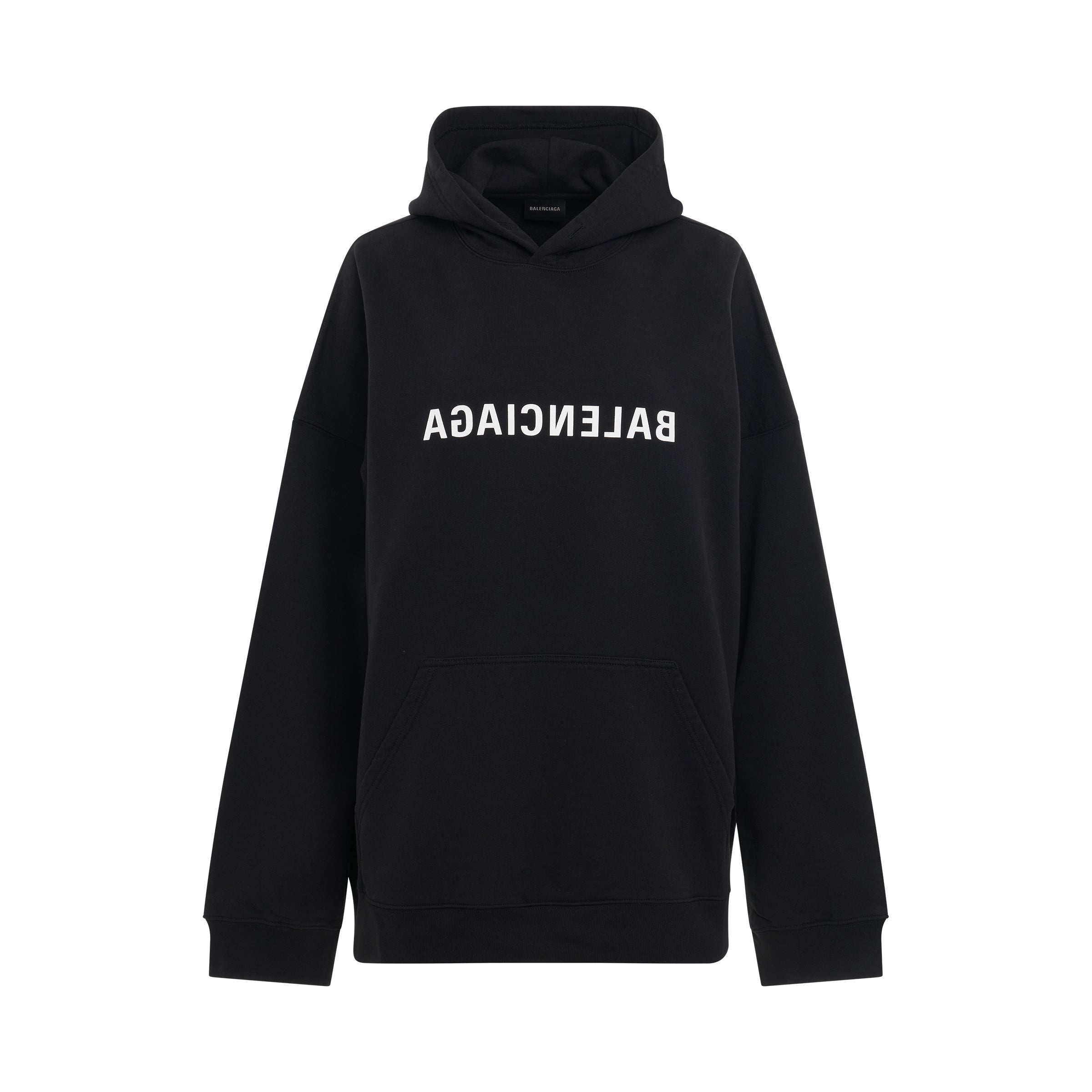Mirror Print Wide Fit Hoodie in Black - 1