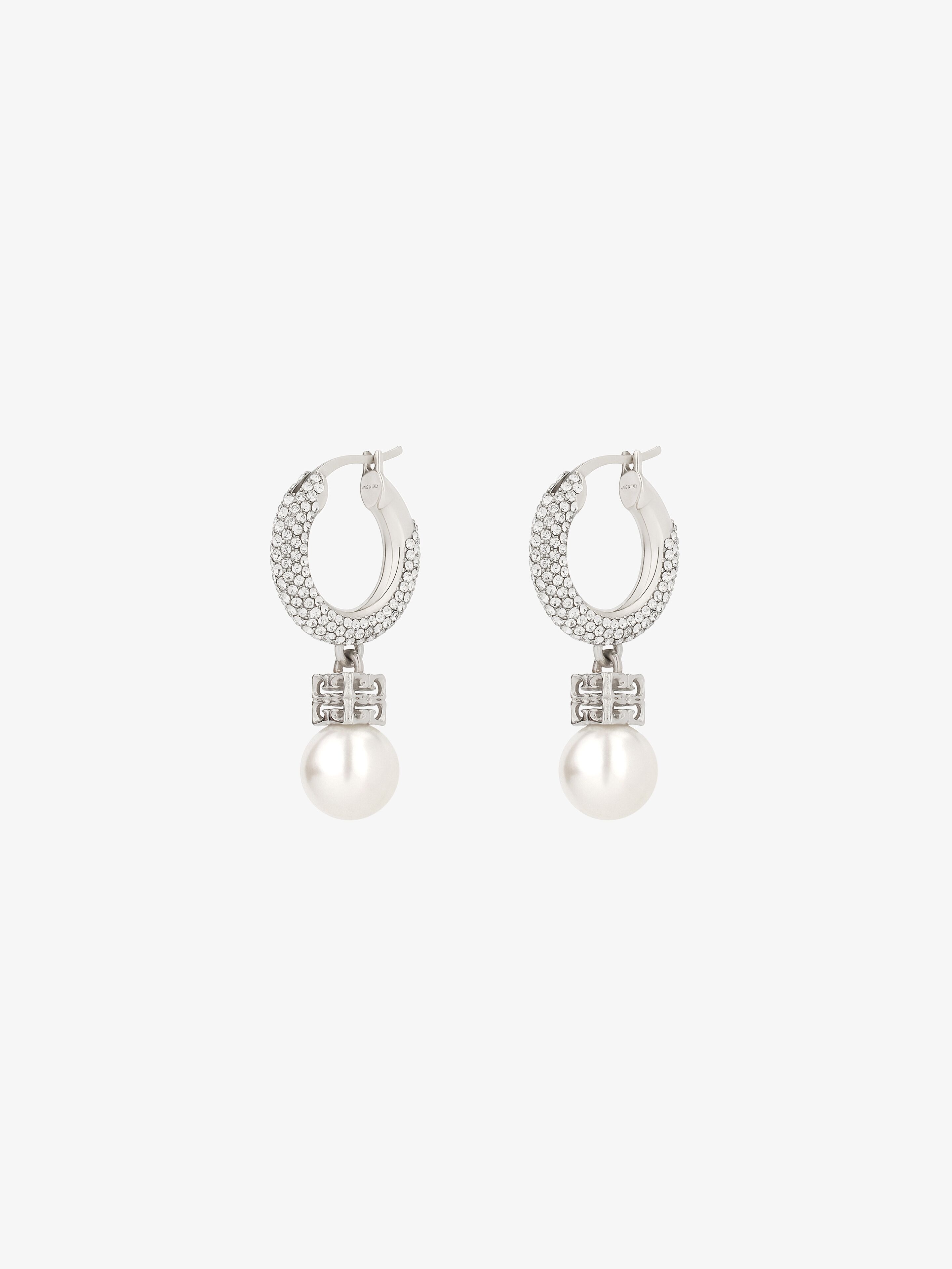 PEARL EARRINGS IN METAL WITH CRYSTALS - 3