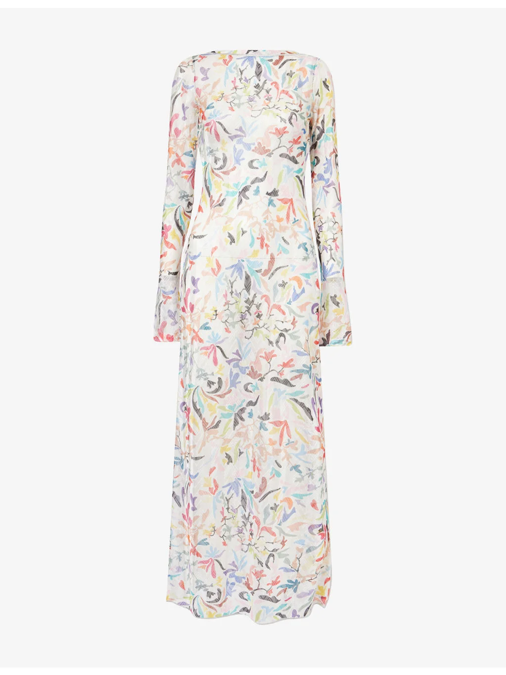 Floral-Print Long-Sleeve Maxi Cover-Up - 1