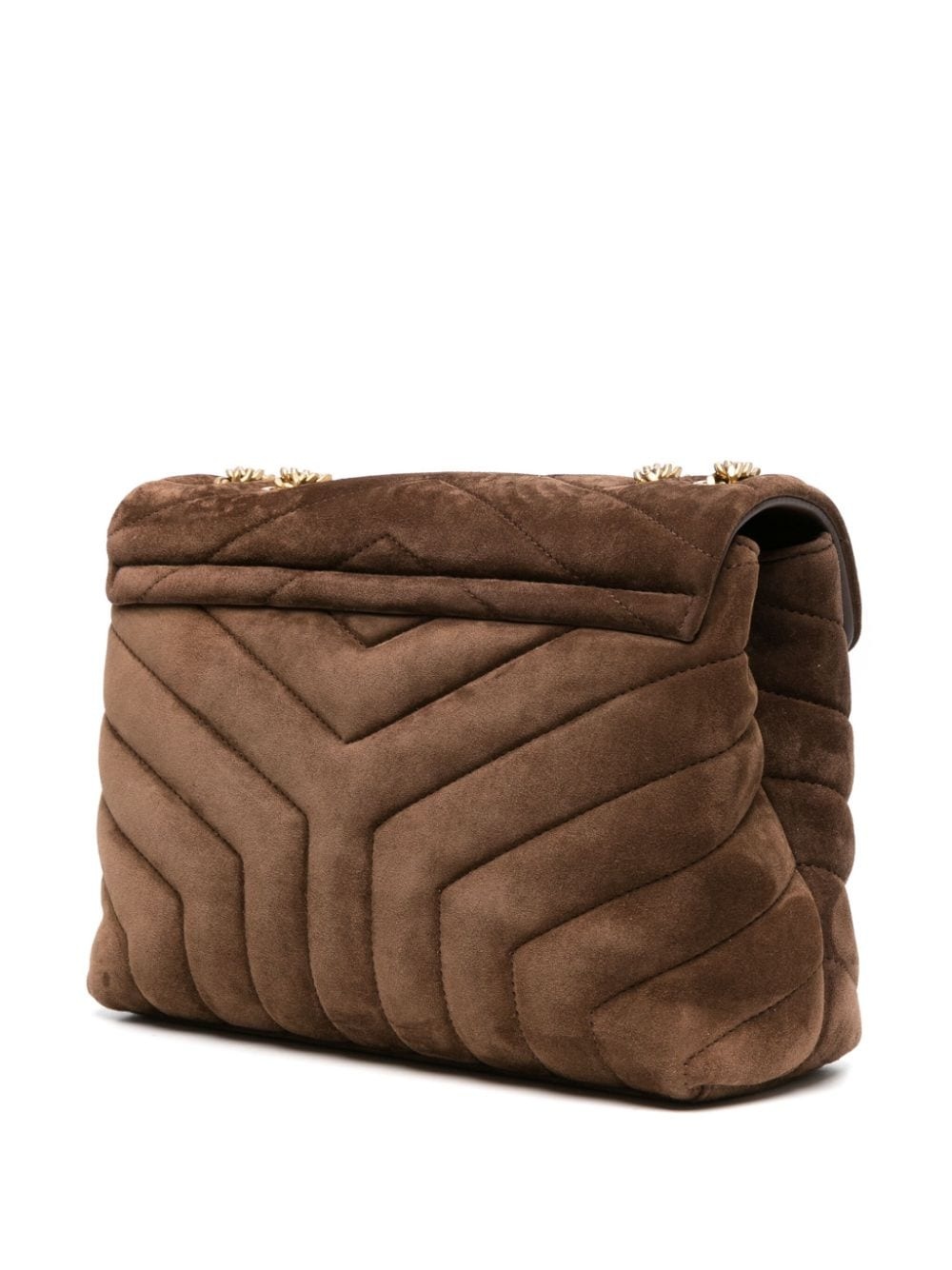 Loulou Small Leather Shoulder Bag in Brown - Saint Laurent