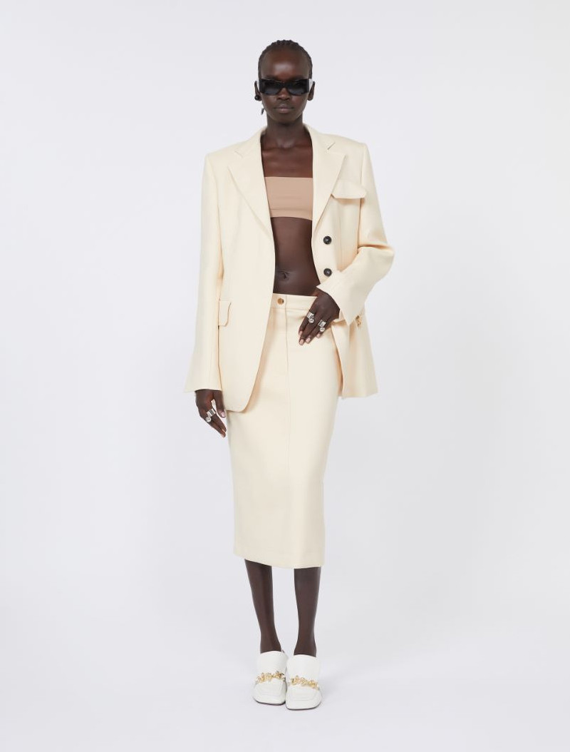 Sportmax Straight-fit gabardine skirt - vanilla outlook