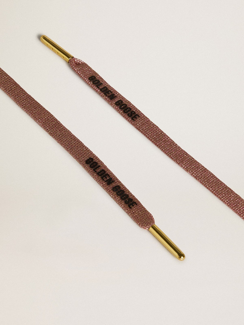 Salmon-colored Lurex laces with contrasting black logo - 1