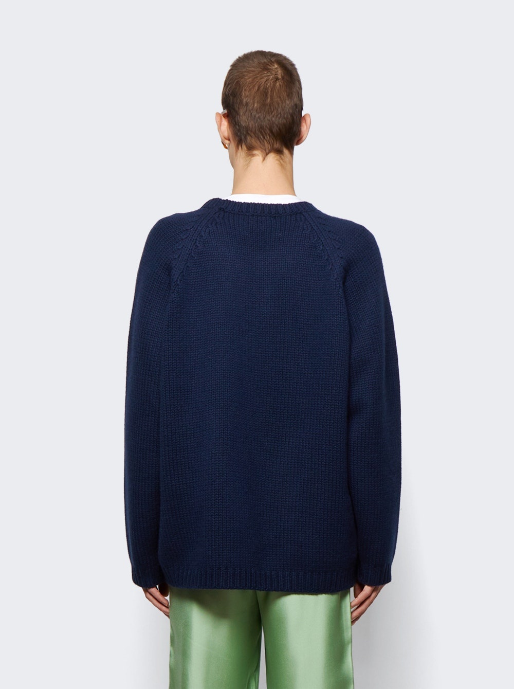 Cashmere Crewneck Sweater Navy Blue - 5