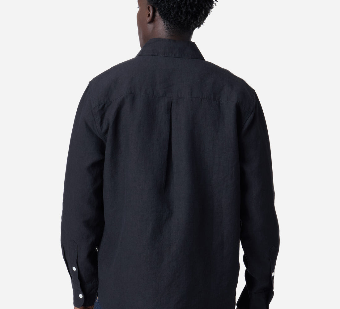 Club Collar Shirt - Black Hemp - 3