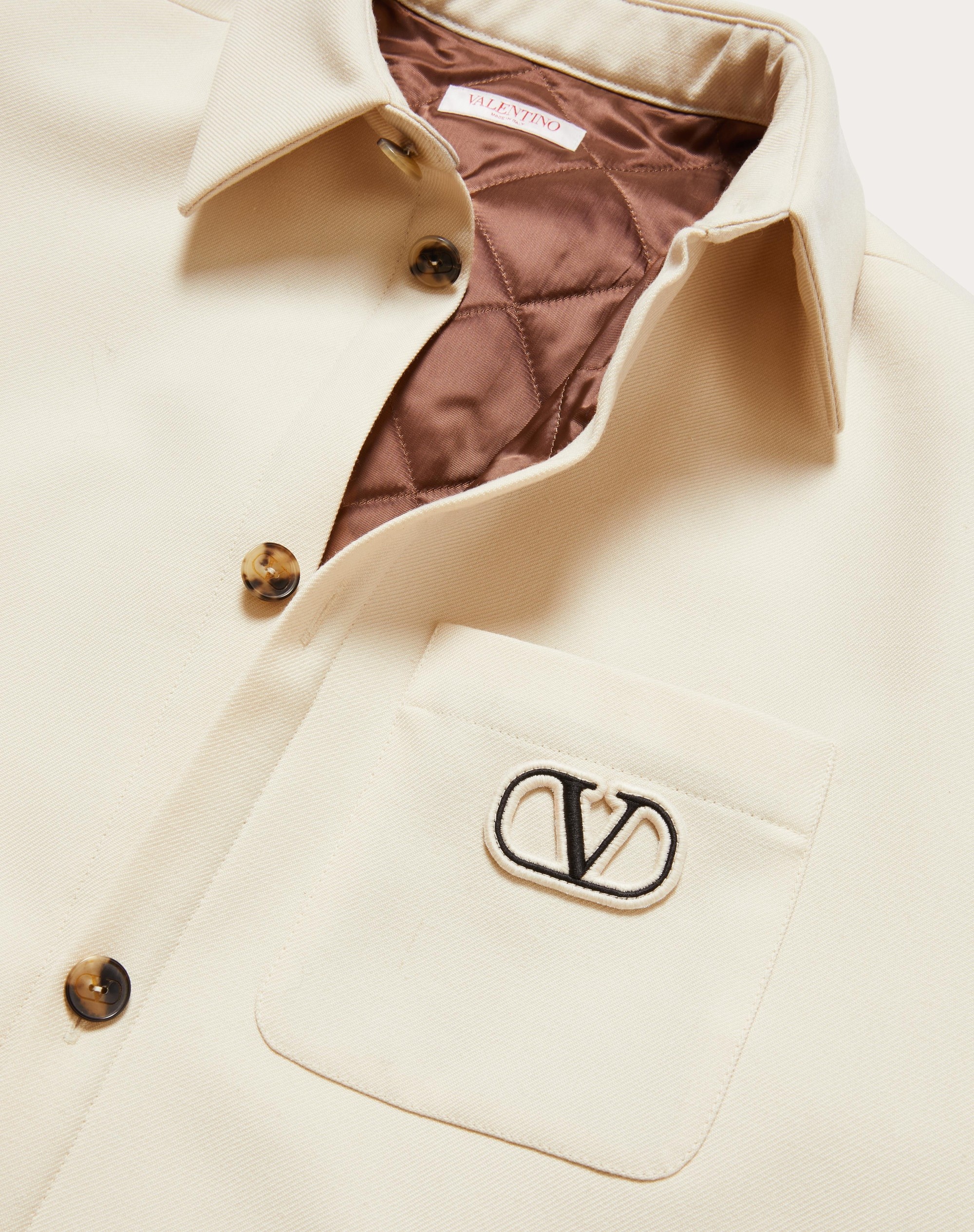 WOOL GABARDINE SHIRT JACKET WITH VLOGO SIGNATURE PATCH - 3