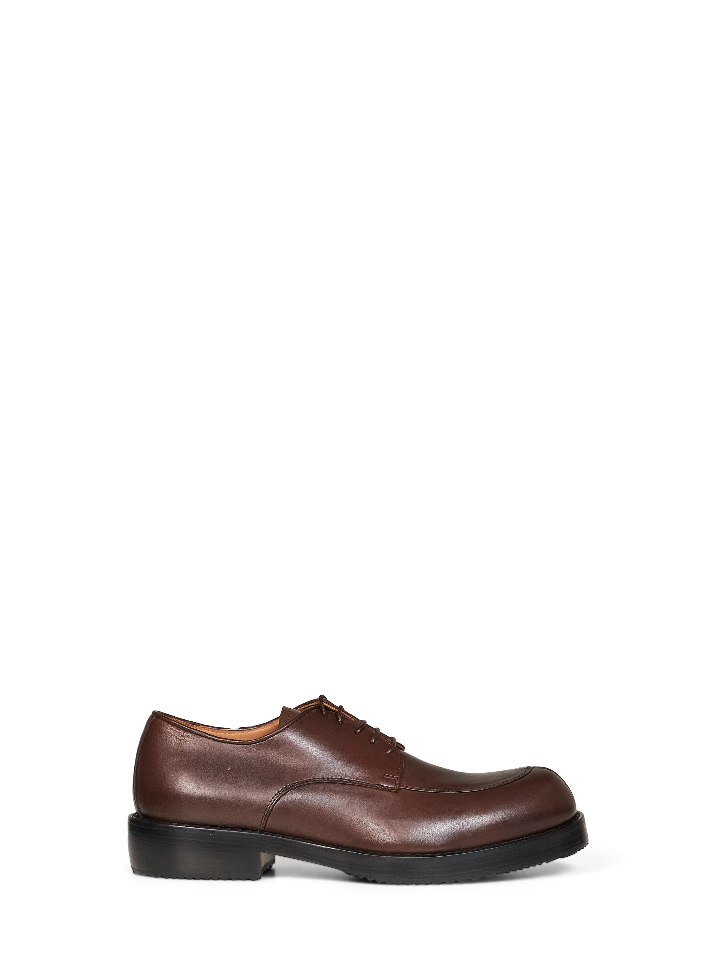Dark brown leather classic Derby shoes - 1