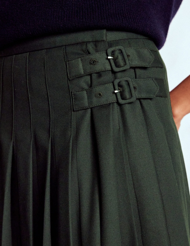 Josephine Kilt Midi Skirt-Hunter Green 3