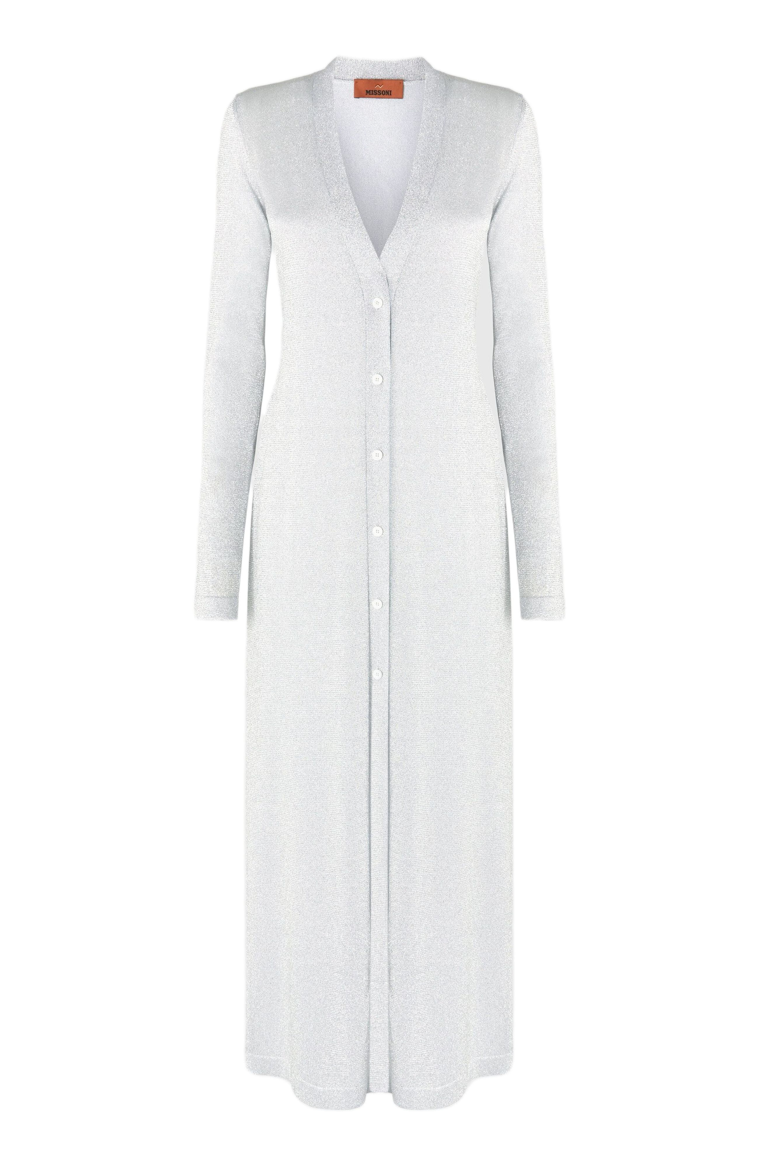 Missoni Long Lamé Viscose Cardigan With V-neck in Silver at Nordstrom - 2