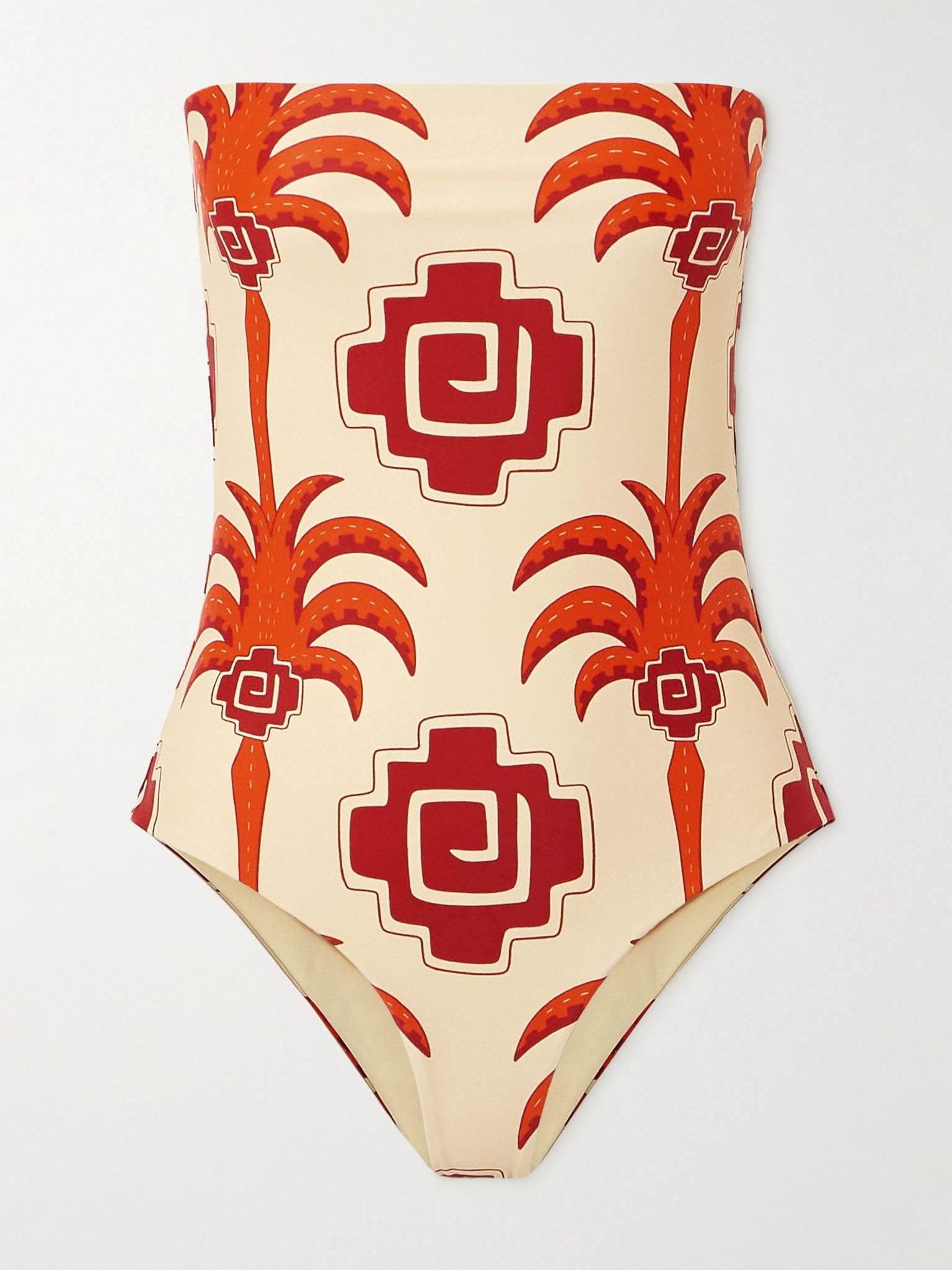 Alta Mar strapless printed recycled swimsuit Orange - 1
